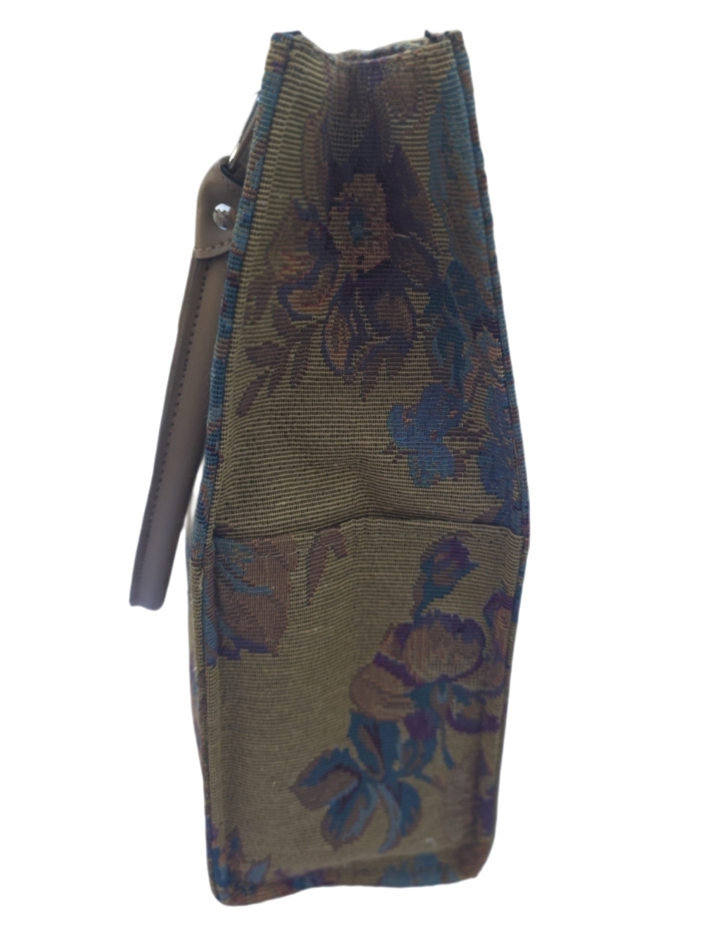 Vintage Pegasus Floral Tapestry Tote Bag - Earthy Tones & Vegan Leather Handles - Picture 7 of 15
